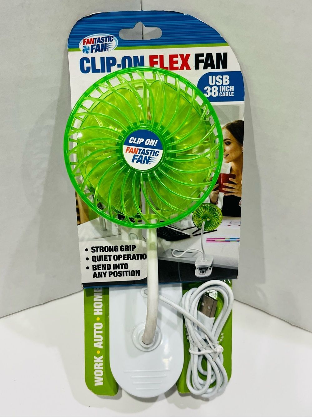 Fantastic Fan Clip-On FLEX USB Fan - Green 38 Inch Cable